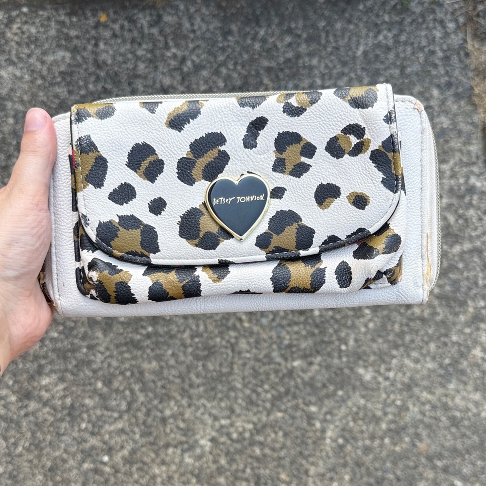Betsey Johnson Animal Print Wallet with Heart Detail